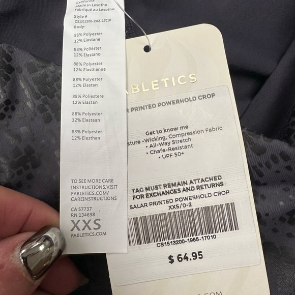Fabletics Printed Powerhold Cropped Leggings NWT Yoga Snakeskin Activewear - Picture 7 of 11